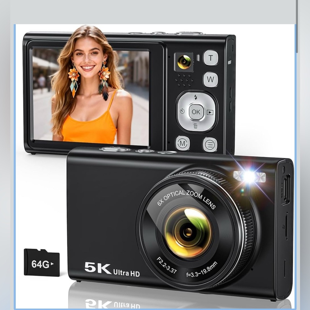 96MP Black 5K Digital Camera with Dual Lens
